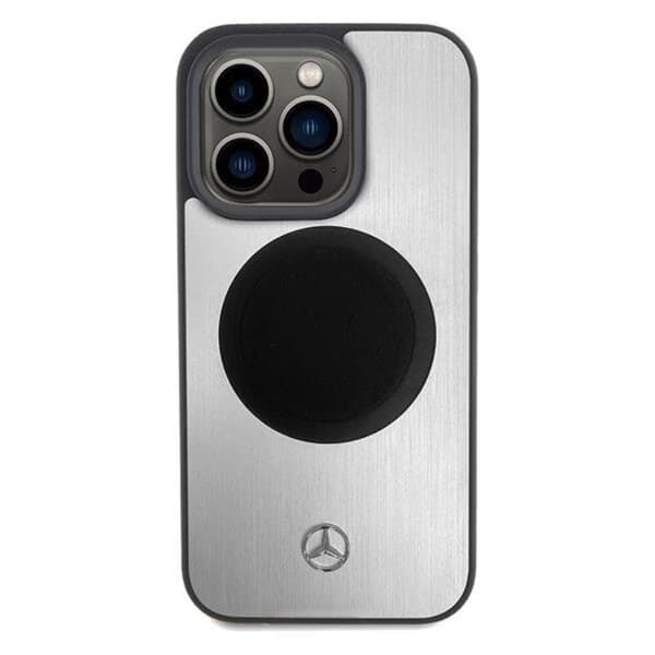 Mercedes iPhone 15 Pro Max Mobilskal MagSafe Läder & Alu - Silver