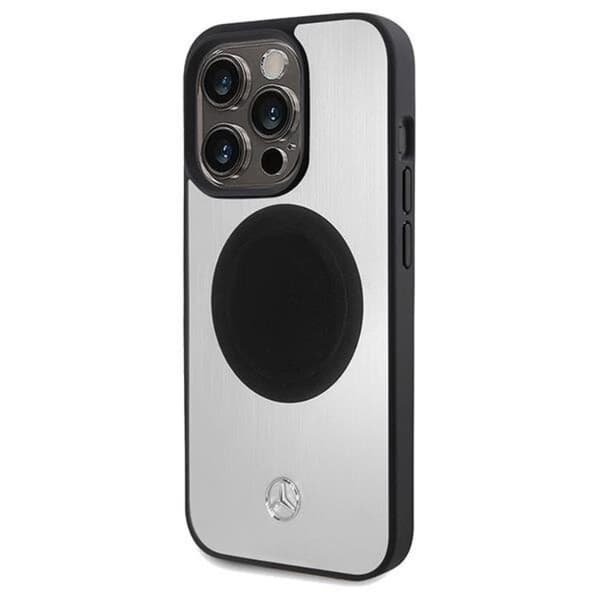 Mercedes iPhone 15 Pro Max Mobilskal MagSafe Läder & Alu - Silver