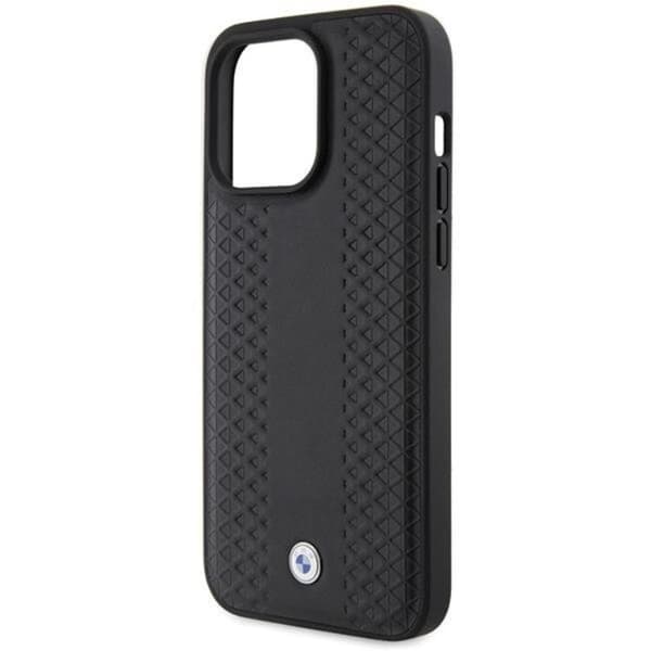 BMW iPhone 15 Pro Max Mobilskal Läder Diamond Pattern - Svart