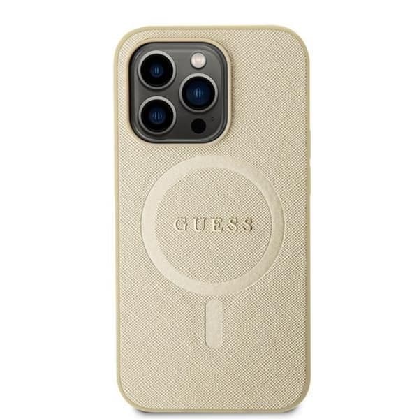 Guess iPhone 15 Pro Max Mobilskal Magsafe Saffiano - Guld
