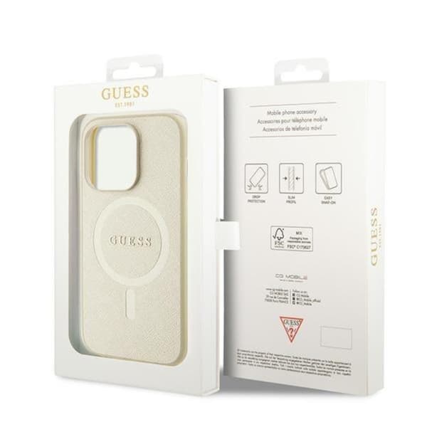 Guess iPhone 15 Pro Max Mobilskal Magsafe Saffiano - Guld
