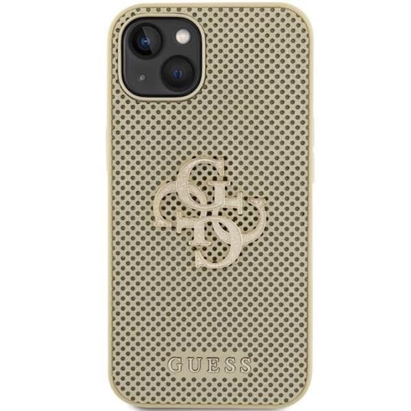 Guess iPhone 15 Mobilskal Perforated Glitter - Guld
