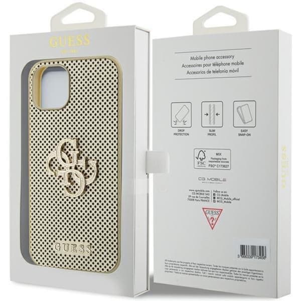 Guess iPhone 15 Mobilskal Perforated Glitter - Guld