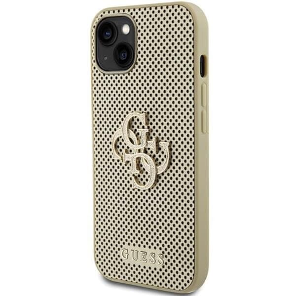 Guess iPhone 15 Mobilskal Perforated Glitter - Guld