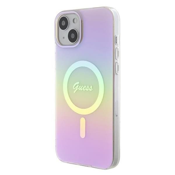 Guess iPhone 15 Plus Mobilskal Magsafe IML Iridescent - Rosa