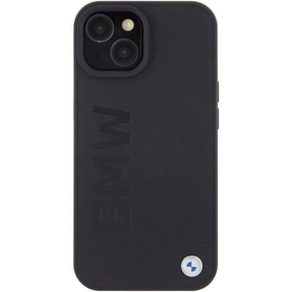 BMW iPhone 15 Plus Mobilskal Läder Hot Stamp - Svart