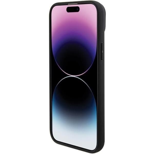 BMW iPhone 15 Plus Mobilskal Läder Hot Stamp - Svart