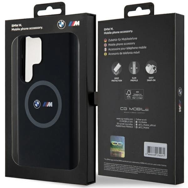 BMW Galaxy S24 Ultra Mobilskal Magsafe M Silikon Printed Ring - Svart