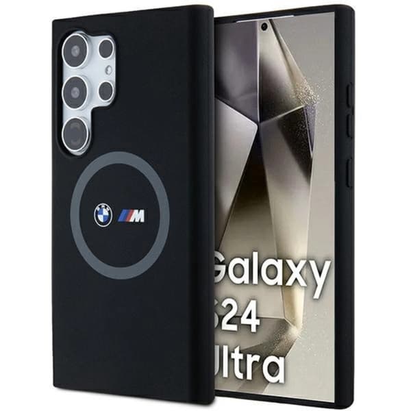 BMW Galaxy S24 Ultra Mobilskal Magsafe M Silikon Printed Ring - Svart