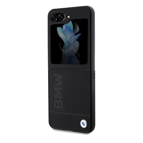 BMW Galaxy Z Flip 5 Mobilskal Läder Hot Stamp - Svart