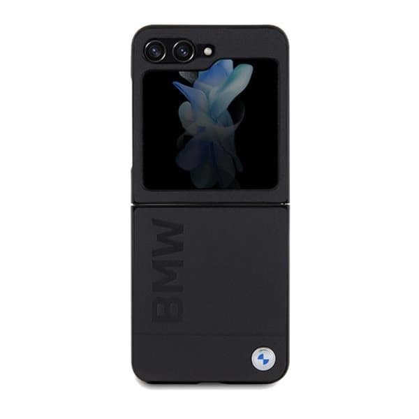 BMW Galaxy Z Flip 5 Mobilskal Läder Hot Stamp - Svart
