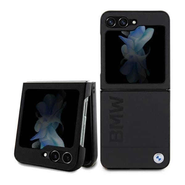 BMW Galaxy Z Flip 5 Mobilskal Läder Hot Stamp - Svart