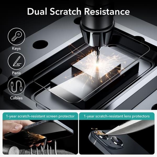 [2-Pack] ESR iPhone 15 Härdat Glas Skärmskydd