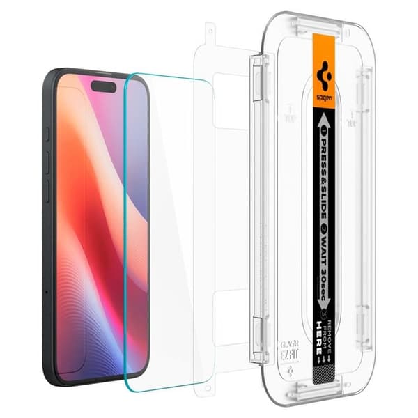Spigen iPhone 15/16 Härdat Glas Skärmskydd 'EZ' Fit - Clear