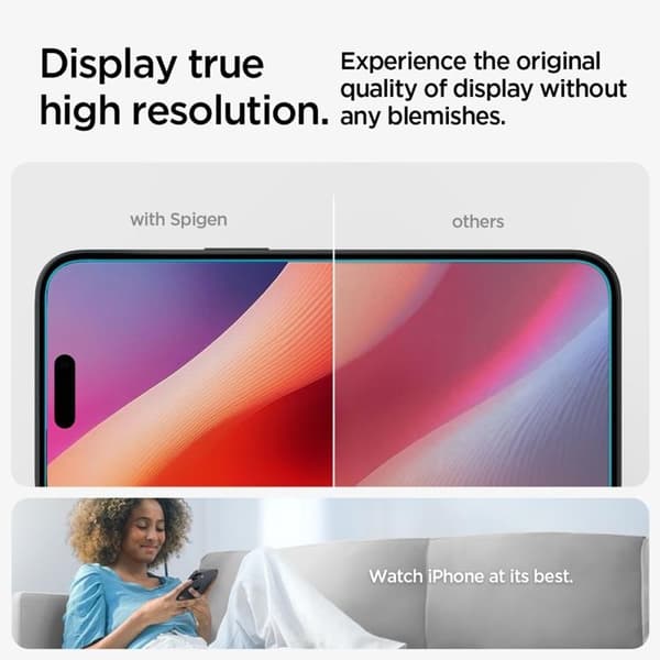 Spigen iPhone 15/16 Härdat Glas Skärmskydd 'EZ' Fit - Clear