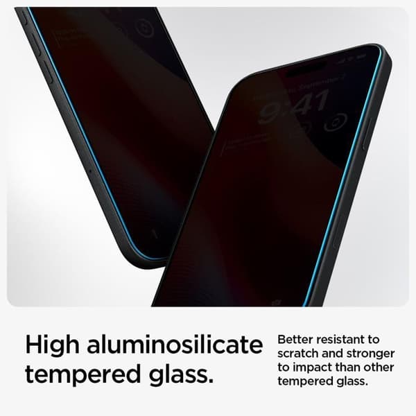 [2-Pack] Spigen iPhone 15/16 Härdat Glas Skärmskydd Privacy