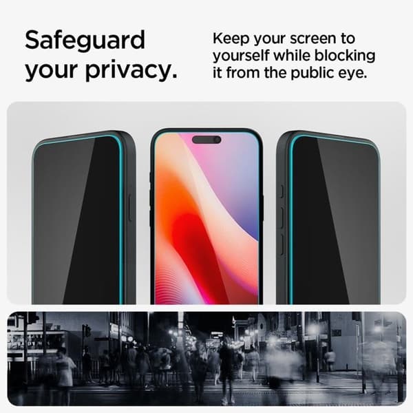 [2-Pack] Spigen iPhone 15/16 Härdat Glas Skärmskydd Privacy