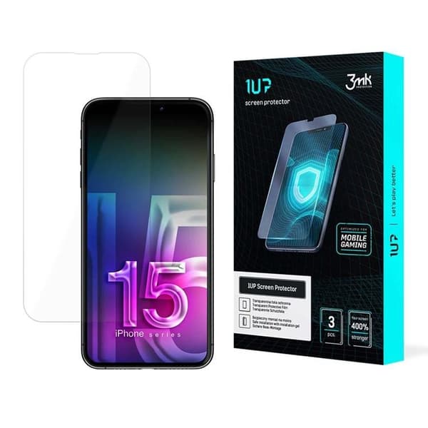 3MK iPhone 15 Plastfilm Skärmskydd Foil 1UP - Transparent