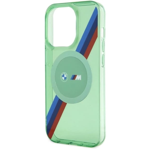 BMW iPhone 15 Pro Mobilskal Magsafe M Tricolor Stripes - Grön