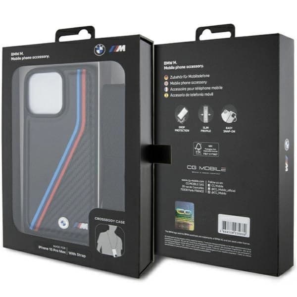 BMW iPhone 15 Pro Halsbandsskal M Edition Carbon Tricolor