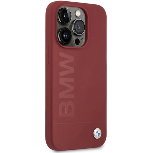 BMW iPhone 15 Pro Mobilskal Magsafe Silikon Big Logo - Röd