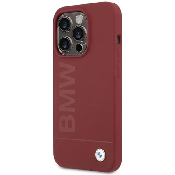 BMW iPhone 15 Pro Mobilskal Magsafe Silikon Big Logo - Röd