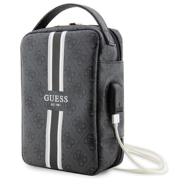 Guess Organizerväska Printed Stripes - Svart