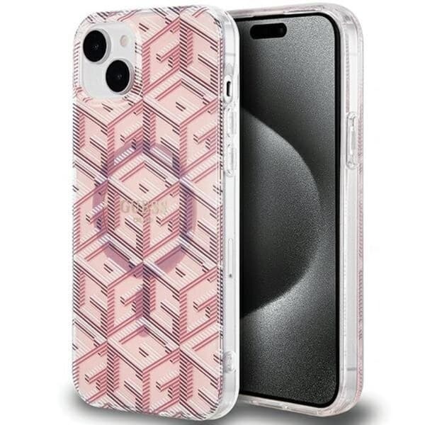 Guess iPhone 15/14 Plus Mobilskal Magsafe IML GCube - Rosa