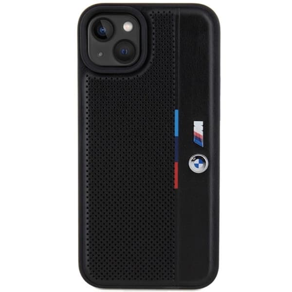 BMW iPhone 15/14 Plus Mobilskal Perforated Tricolor Line - Svart