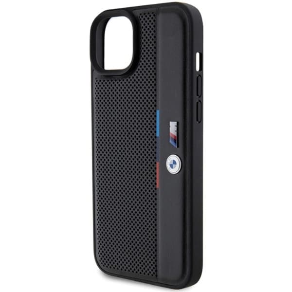 BMW iPhone 15/14 Plus Mobilskal Perforated Tricolor Line - Svart