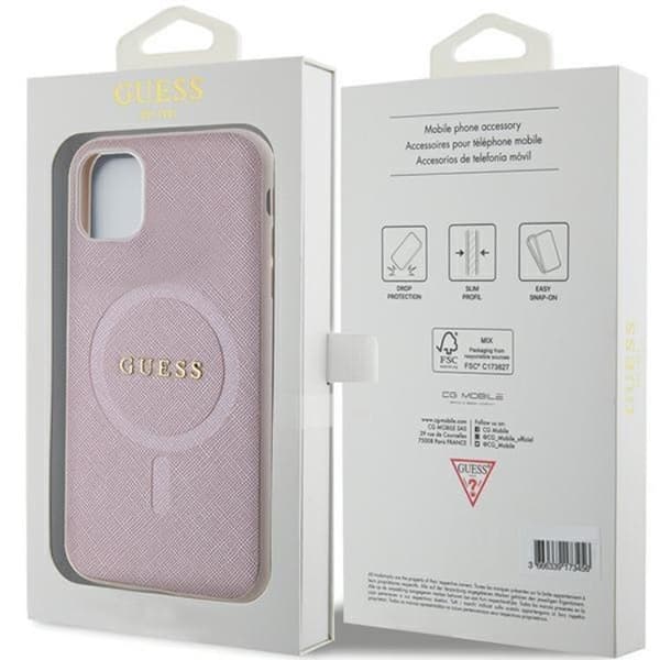 Guess iPhone 11/XR Mobilskal Magsafe Saffiano - Rosa