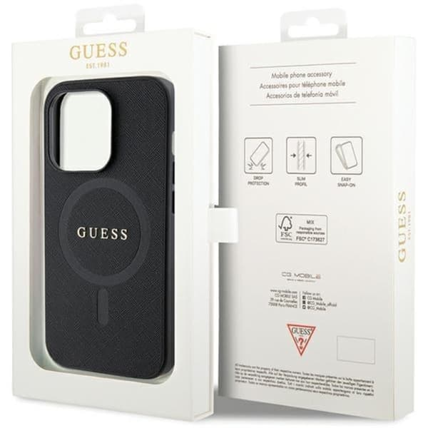 Guess iPhone 11/XR Mobilskal Magsafe Saffiano - Svart