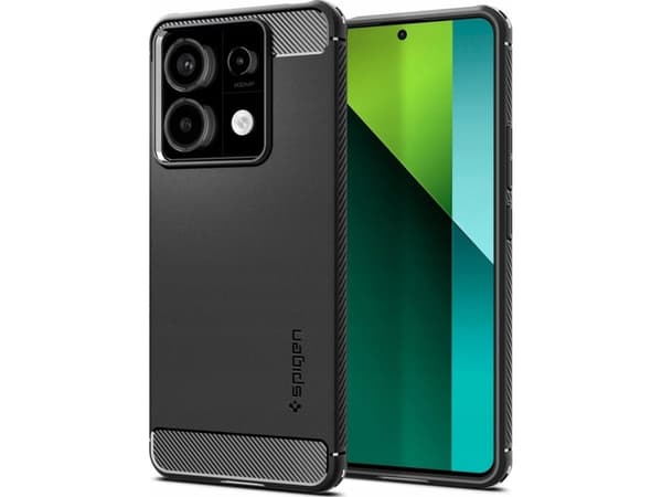 Spigen Rugged Armor - Baksidesskydd för mobiltelefon - termoplastisk polyuretan (TPU) - mattsvart - för Xiaomi Redmi Note 13 Pro 5G