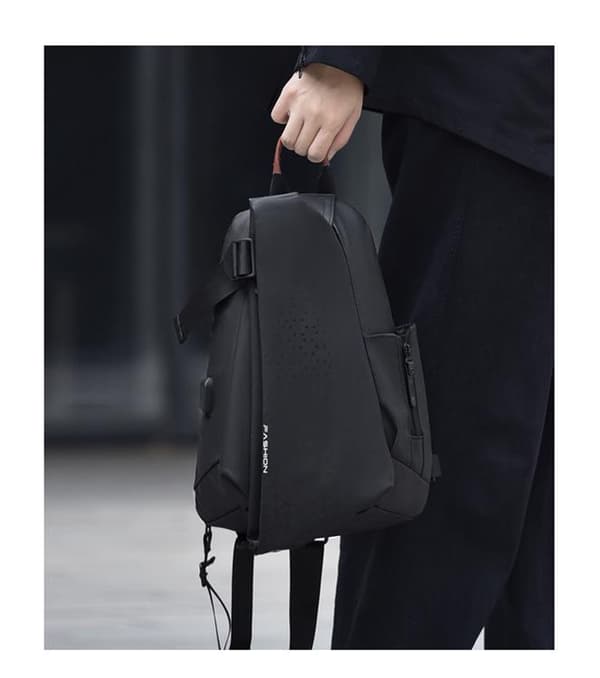 CrossBody Väska Ryggsäck USB Port - Svart