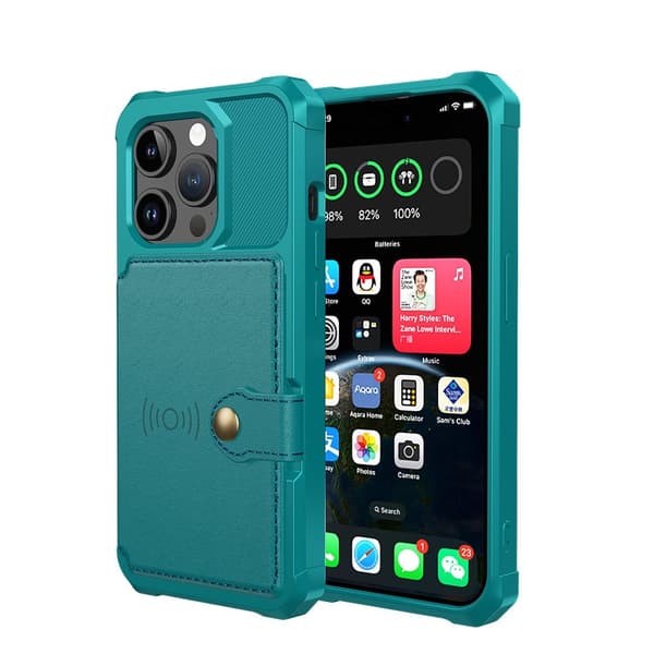 Elegant plånboksfodral i lyxigt PU-läder för iPhone 15 Pro Grön Green