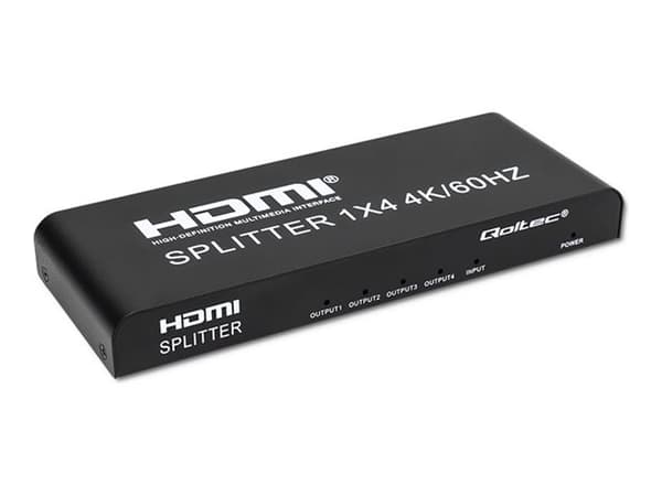 Qoltec - Video/audiosplitter - aktiv, hög stabilitet - 4 x HDMI - skrivbordsmodell - DC