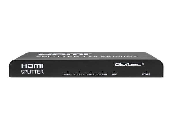 Qoltec - Video/audiosplitter - aktiv, hög stabilitet - 4 x HDMI - skrivbordsmodell - DC