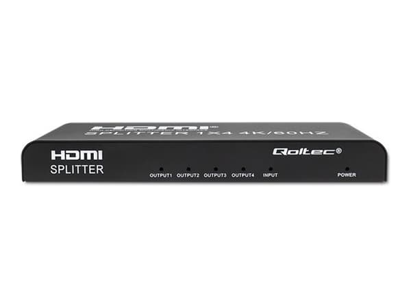 Qoltec - Video/audiosplitter - aktiv, hög stabilitet - 4 x HDMI - skrivbordsmodell - DC