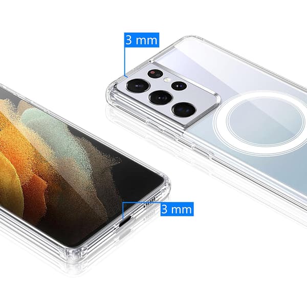Magnetiskt trådlöst laddningsskal i PC-material för Galaxy S21 ultra