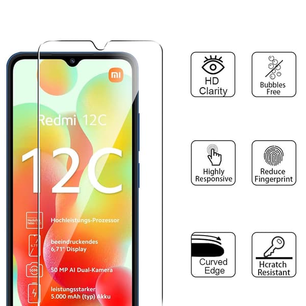 1 Set Xiaomi Redmi 12C Skärmskydd Standard HD 0,3mm