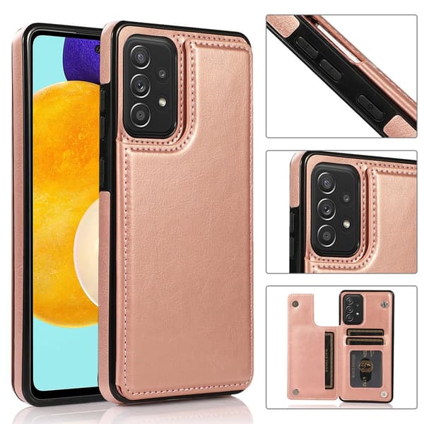 Samsung Galaxy A13 4G - Stilrent Praktiskt Skal med Korthållare Roséguld