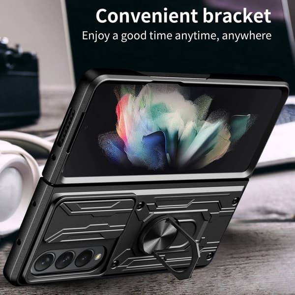 Hybridskal Samsung Galaxy Z Fold 4 Ring + Kameraskydd Svart