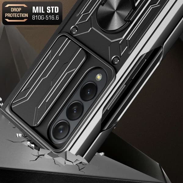 Hybridskal Samsung Galaxy Z Fold 4 Ring + Kameraskydd Svart