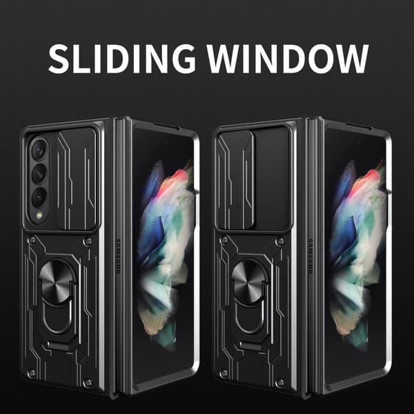 Hybridskal Samsung Galaxy Z Fold 4 Ring + Kameraskydd Svart