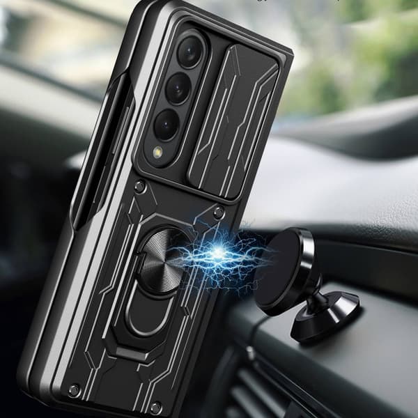 Hybridskal Samsung Galaxy Z Fold 4 Ring + Kameraskydd Svart