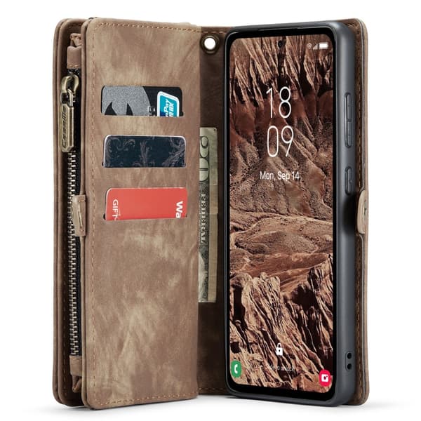 CaseMe Multi-Slot 2 i 1 Plånboksfodral Samsung Galaxy A55 Brun