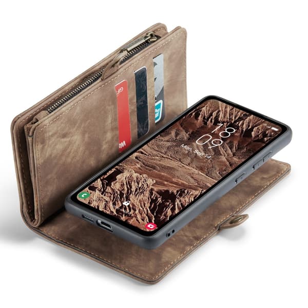 CaseMe Multi-Slot 2 i 1 Plånboksfodral Samsung Galaxy A55 Brun
