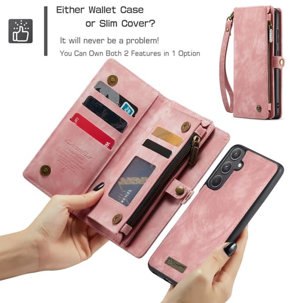 CaseMe Multi-Slot 2 i 1 Plånboksfodral Samsung Galaxy A55 Rosa