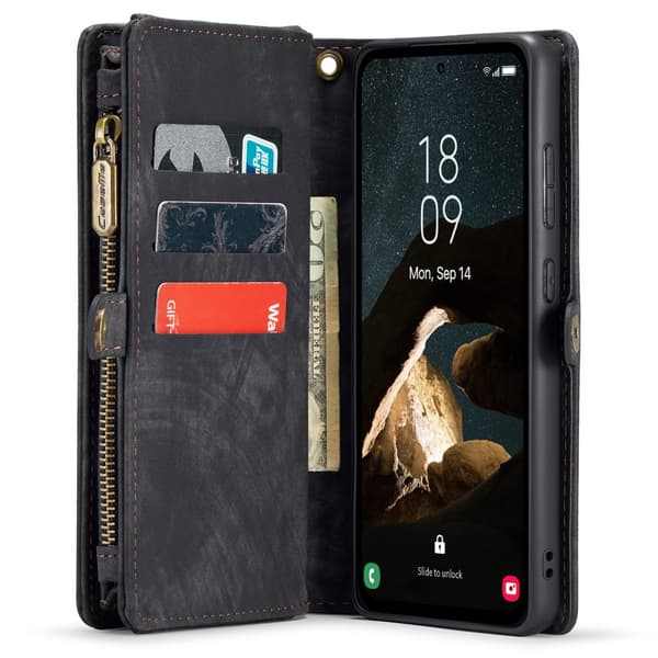 CaseMe Multi-Slot 2 i 1 Plånboksfodral Samsung Galaxy A55 Svart
