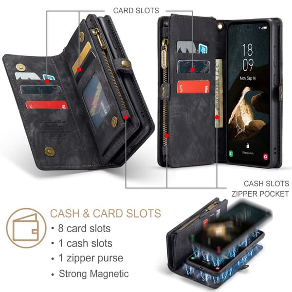 CaseMe Multi-Slot 2 i 1 Plånboksfodral Samsung Galaxy A55 Svart